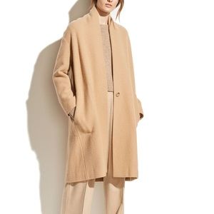 Vince collarless wool blend coat xs tan